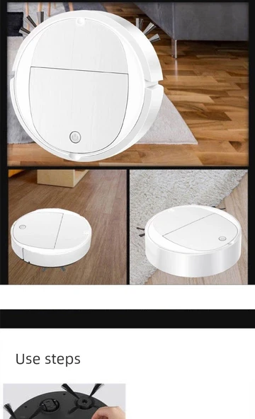 3'ü 1 Arada Akıllı Süpürme Robotu - Beyaz Pil - Model 8016 - 11