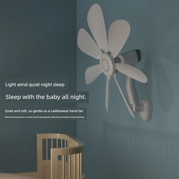 Duvara Monte Elektrikli Fan - 8 Yaprak, 2 Seamless Sticker, 3m Uzaktan Kumanda Zamanlayıcı Kablosu - 4