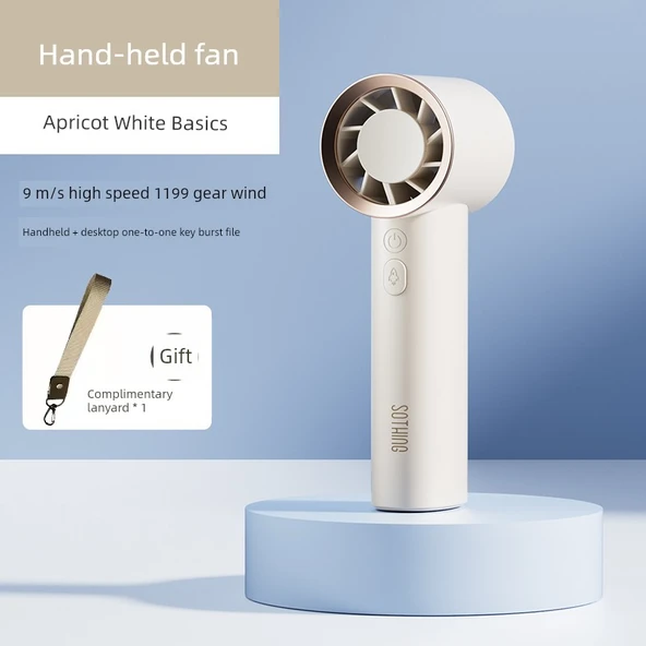 Yüksek Hızlı Şarjlı Taşınabilir Fan - Kayısı Beyazı - 3600mAh - Temel