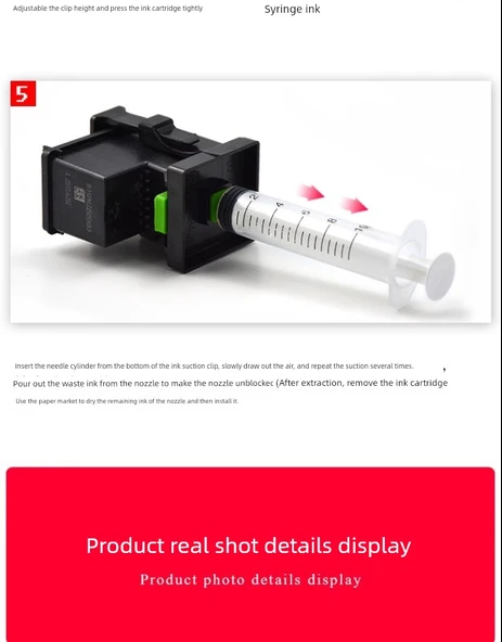 Mürekkep Kartuşu Hava Tahliye Nozulu Mürekkep Emme Klipsi - Xiaomi Mürekkep 4 Renk Set + Mürekkep Emme Klipsi Seti + 5 Şırınga + Eldivenler - 9