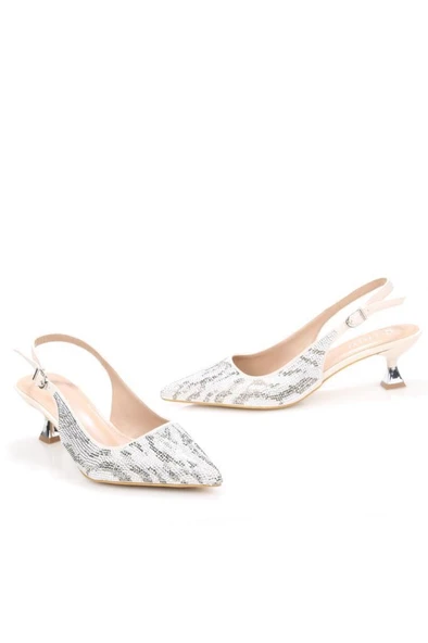 Pisagor Ps-32370 Kadın 4 Cm Arkası Açık Taşlı Abiye Stiletto Ayakkabı - 7