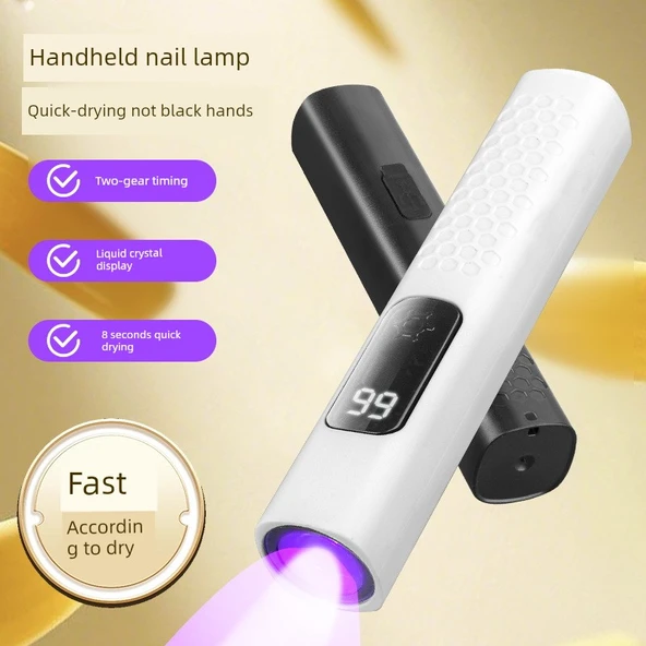 Şarjlı Taşınabilir LED UV Oje Lambası - Obsidyen Siyah - Dijital Ekran - 5-10 Saat Dayanıklılık - 2