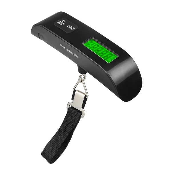 Taşınabilir Elektronik Bagaj Tartısı - Siyah Yeşil Arka Işık - 50kg-10g