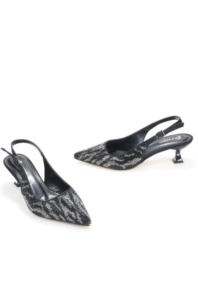Pisagor Ps-32370 Kadın 4 Cm Arkası Açık Taşlı Abiye Stiletto Ayakkabı - 2