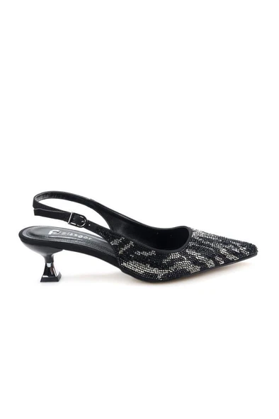 Pisagor Ps-32370 Kadın 4 Cm Arkası Açık Taşlı Abiye Stiletto Ayakkabı - 4