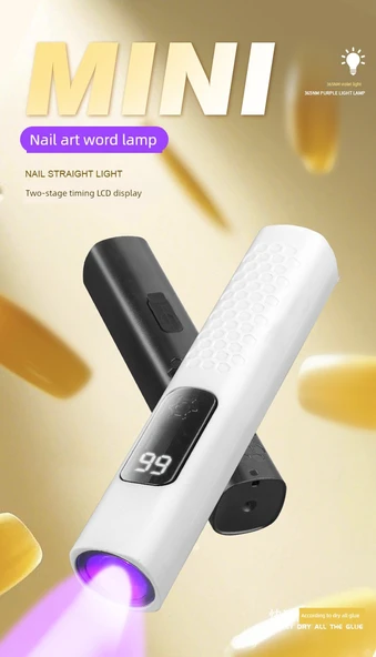 Şarjlı Taşınabilir LED UV Oje Lambası - Obsidyen Siyah - Dijital Ekran - 5-10 Saat Dayanıklılık - 7