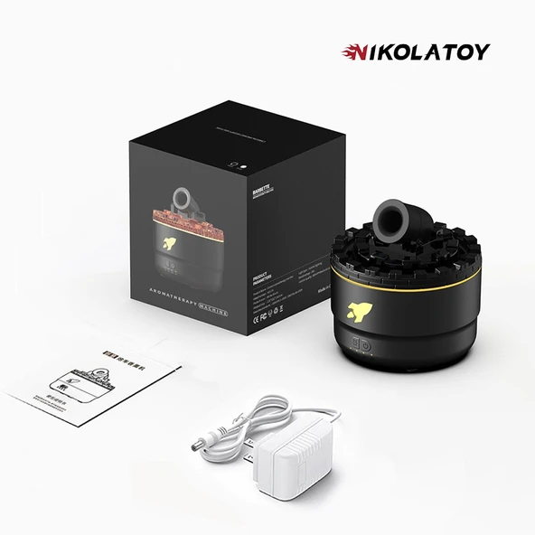 Yaratıcı Volkanik Lav Pille Çalışan Aroma Difüzörü Nemlendirici - Siyah - 3