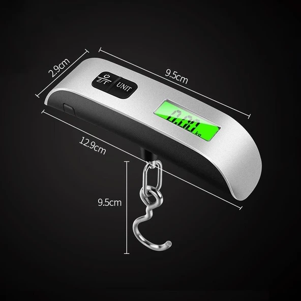 Taşınabilir 50kg Elektronik Bagaj Tartısı - Mini Kanca + Pil