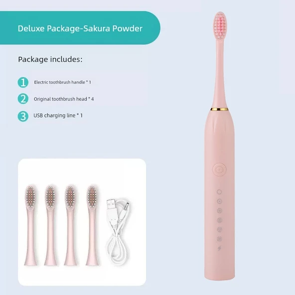 Elektrikli Diş Fırçası - 4 Fırça Başlığı - Sakura Pudrası - 1