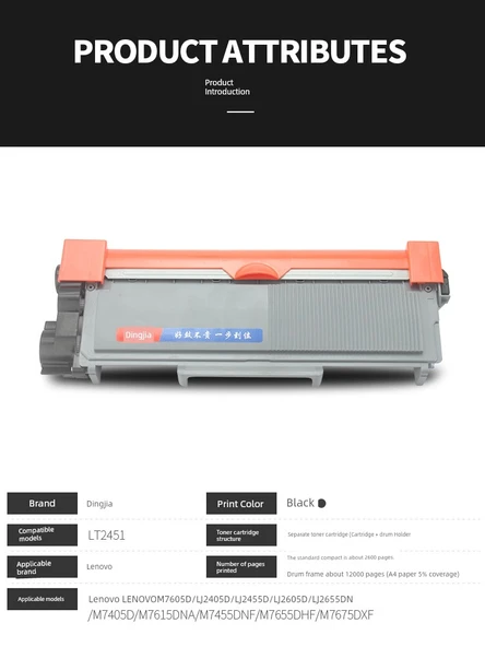 Lenovo LT2451H Uyumluluk Toner Kartuşu - [10 için 1] Standart Versiyon (Drum Montajı Hariç) - 4