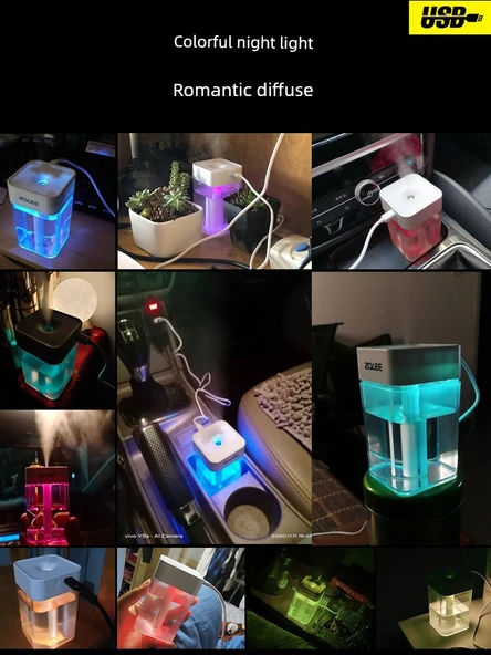 Sesiz Yoğun Buhar USB Nemlendirici - Kahve Fincanı Yeşil + 1 Pamuk Çubuğu - 3