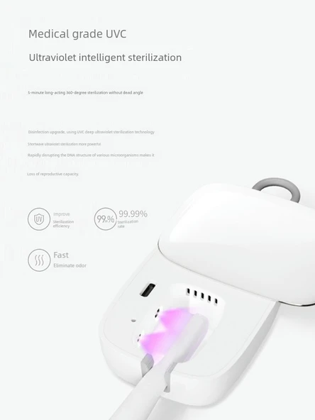 Taşınabilir UVC UV Diş Fırçası Sterilizatörü - Beyaz ve Açık Yeşil Kombinasyonu - 3