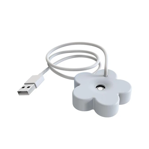 Çiçek Tasarımlı USB Mini Taşınabilir Hava Nemlendirici - Beyaz