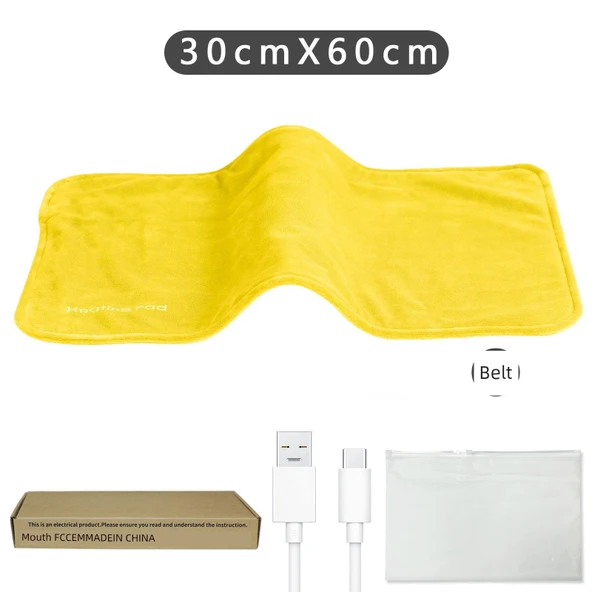 USB Elektrikli Isıtma Yastığı - 60 cm - Limon Sarısı - Type-C Kablo ile