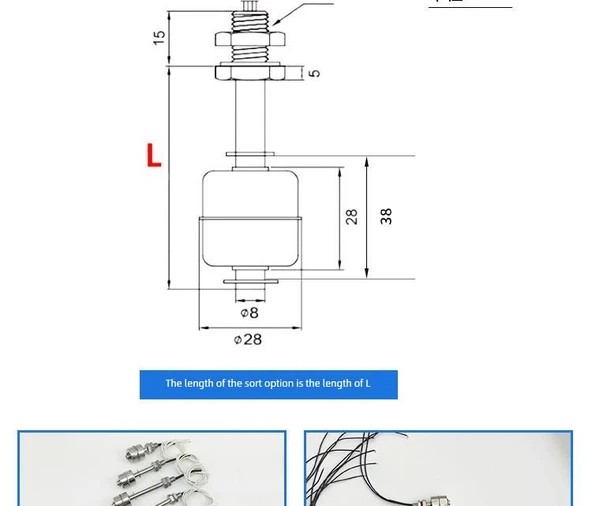 Oda Sıcaklığı Paslanmaz Çelik Float Switch 400mm DC 0~110V - 8