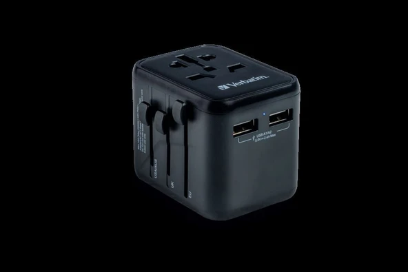 VERBATIM CHR UTA-01 UNIVERSAL TRAVEL ADAPTER WITH 2 X USB-A PORTS