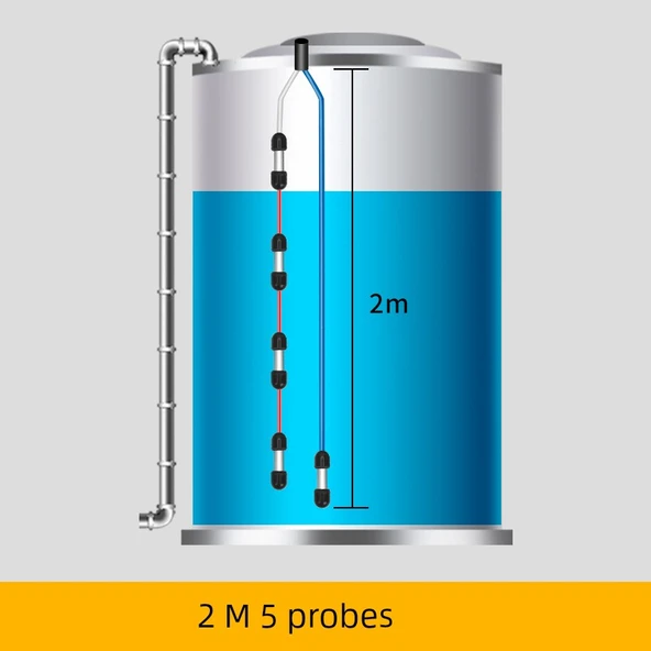 Paslanmaz Çelik Su Seviyesi Kontrol Probu - 5 Probu 0-2 m