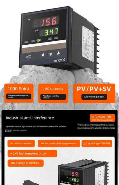 REX-C100 Sıcaklık Kontrol Cihazı - C100 Evrensel Giriş Katı Hal Çıkışı - 10
