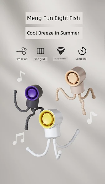 Ahtapot Fan - Zeller Gri - 1200MAH - USB Şarjlı - Sivrisinek Kovucu Işık - 6