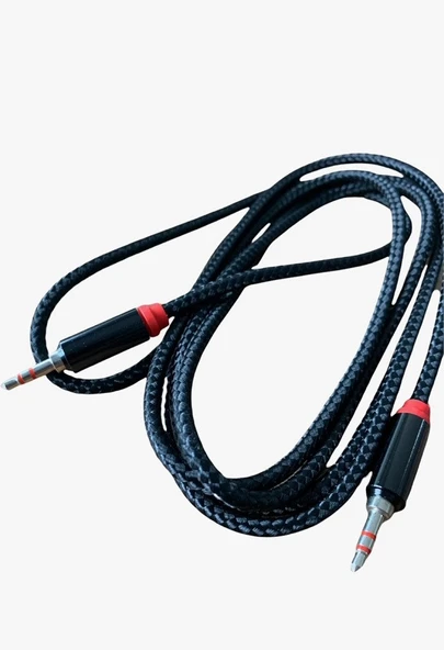 Hasır Örgülü 2 Metre Aux Kablosu Ses Kablosu 3.5 mm - 10