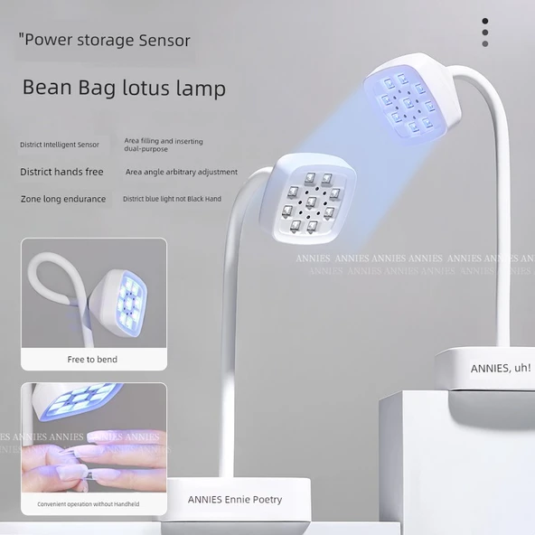 Masaüstü Güç Depolama Lotus Lamba - Kristal Manikür Tırnak Lambası - Bean Bag Lotus Lamba