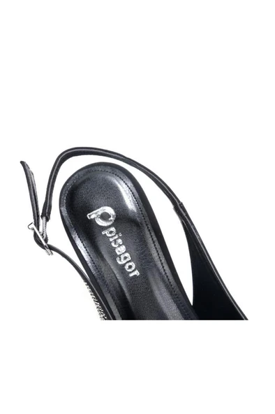 Pisagor Ps-31971 8 Cm Topuklu Kadın Taşlı Arkası Açık Stiletto Abiye Ayakkabı - 5