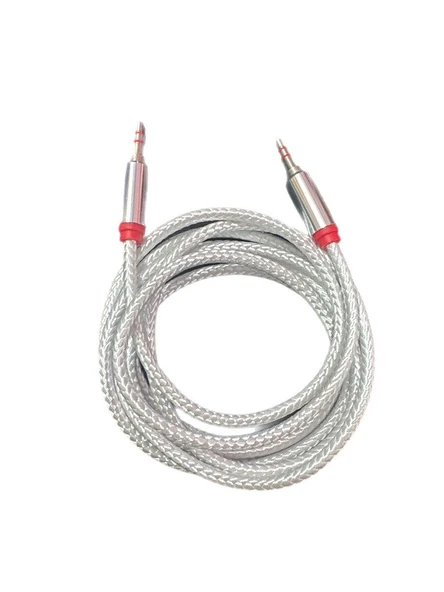 Hasır Örgülü 2 Metre Aux Kablosu Ses Kablosu 3.5 mm - 1