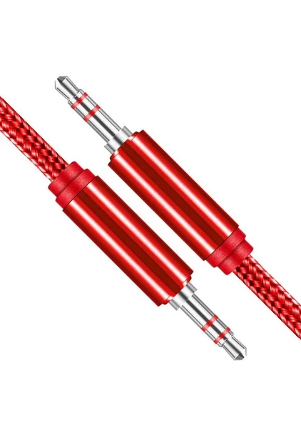 Hasır Örgülü 2 Metre Aux Kablosu Ses Kablosu 3.5 mm - 3
