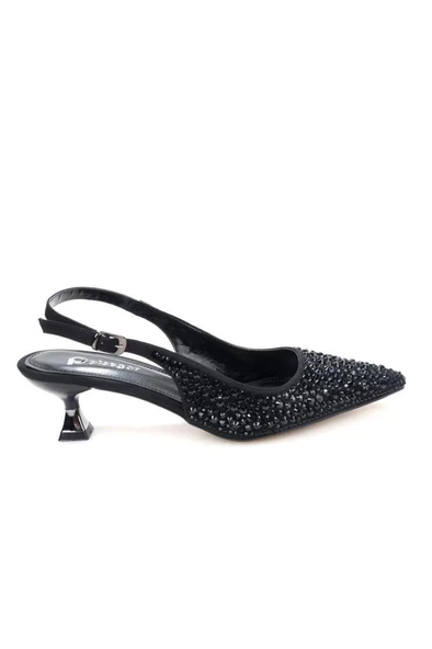 Pisagor Ps-31990 4,5 Cm Topuklu Kadın Taşlı Arkası Açık Stiletto Abiye Ayakkabı - 4
