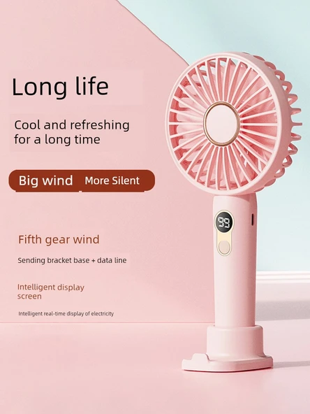 Taşınabilir USB Şarjlı El Fanı - Şık Mavi - 2000mAh - 3 Hız Ayarlanabilir - 2