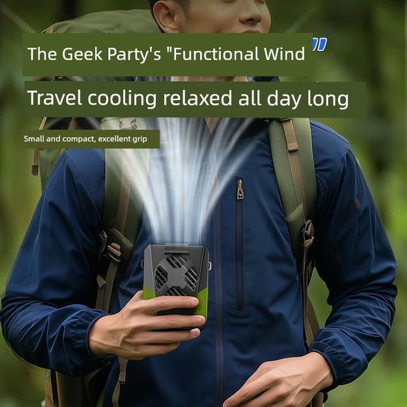 Taşınabilir Bel Askılı Fan - Asker Yeşili - 4000mAh - 23°C Soğutma - 3