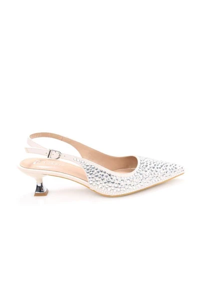 Pisagor Ps-31990 4,5 Cm Topuklu Kadın Taşlı Arkası Açık Stiletto Abiye Ayakkabı - 9