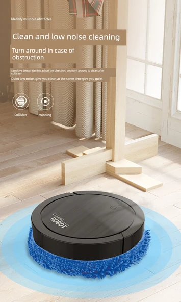 Elektrikli Mop Süpürme Robotu - Siyah - ZH608 - 7