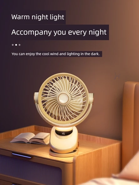 8 İnç USB Elektrikli Klip Fan - Dyson Mor - 20000mAH - AI Dijital Ekran - 5