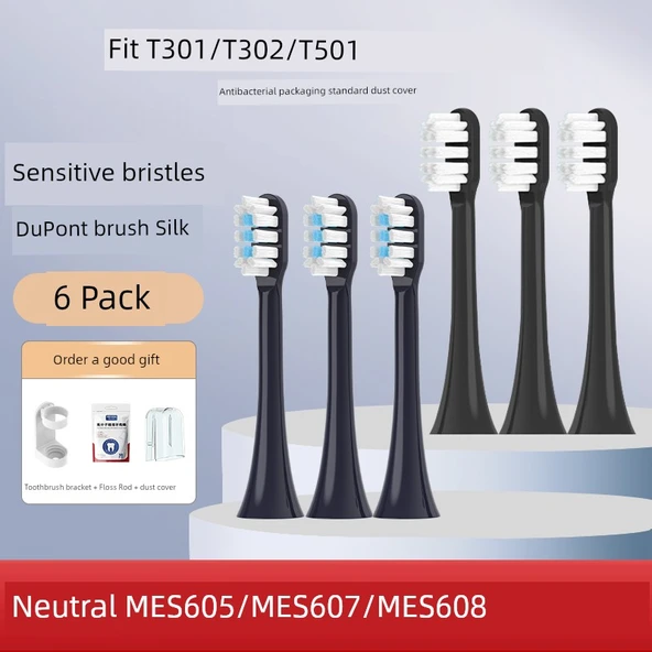Derin Deniz Mavisi ve Hassas Siyah Diş Fırçası Başlıkları - 3 Adet - Xiaomi T301 T302 T501