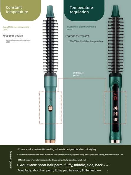 Küçük Model Saç Kıvırma Aleti - 9MM Koyu Yeşil - 12 Hız Sıcaklık Kontrolü - 3