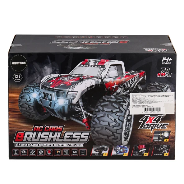 866-1602 Kumandalı 1:16 70 km/h Brusless Araba 4x4 - 5