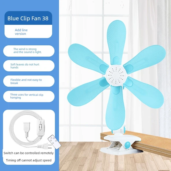 Klip Fan - 38cm Yumuşak Yaprak + Uzaktan Kumanda + 3m Zamanlama Kablosu