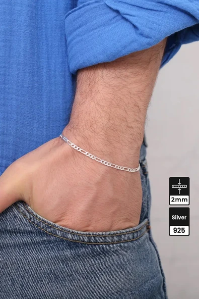 2mm Figaro 925 Ayar Gümüş Bileklik