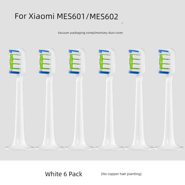 Elektrikli Diş Fırçası Başlığı - Beyaz Tip 6'lı (Xiaomi T300/T500 ile)