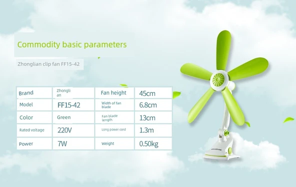 Klip Fan - 42cm - Yeni Geliştirilmiş + Uzaktan Kumanda Zamanlayıcı 3 Metre - 7