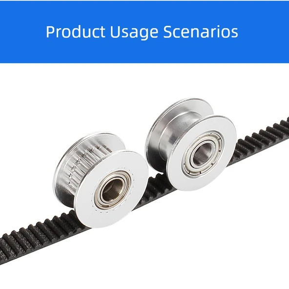 GT2 Alüminyum Senkron Tekerlek Kasnağı - 20 Diş - 5mm İç Delik - 6mm Genişlik - Dişsiz - 5