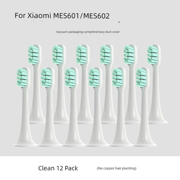 Elektrikli Diş Fırçası Başlığı - Temiz Tip 12'li (Xiaomi T300/T500 ile)
