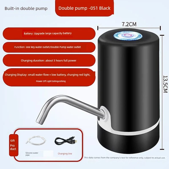 Elektrikli Su Dispenseri Pompası - Siyah - Çift Pompa - Hızlı Çıkış