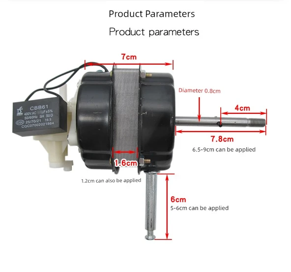 60W Elektrikli Fan Motoru - 18 İnç Zemin/Masa Fanı - Çift Rulman - 9