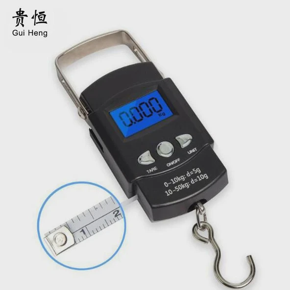 Taşınabilir Elektronik Kanca Terazisi - Çince - 50kg/10g - Mezura ile