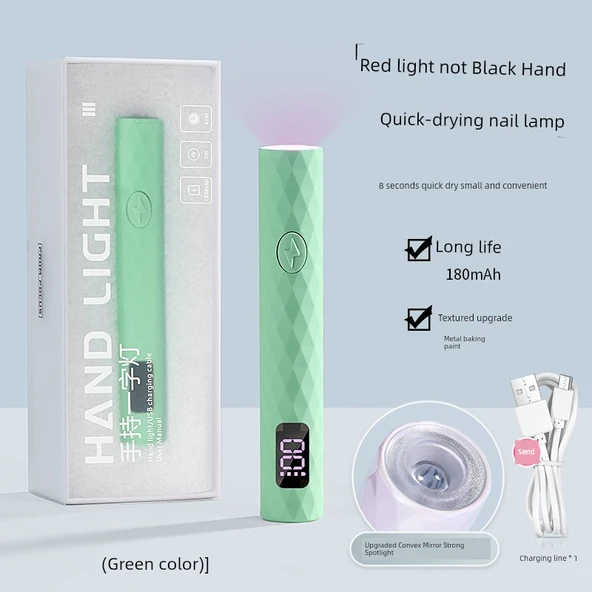 Taşınabilir El Tipi Oje Kurutma UV LED Lamba - Kırmızı Işık-Yeşil Gül