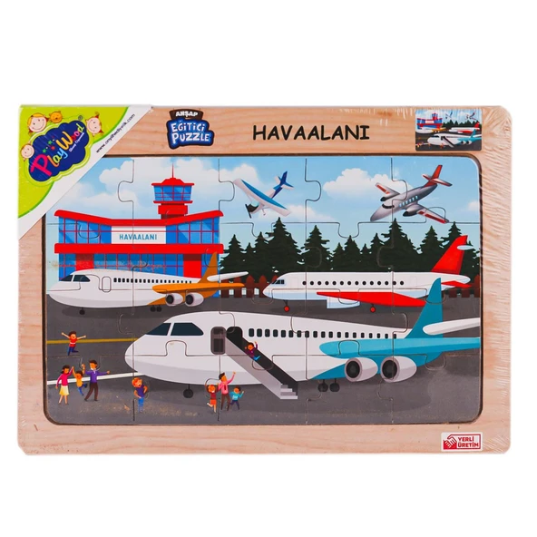 ONY-233-234-235-236 Ahşap Eğitici Puzzle Havaalanı -Onyıl Oyuncak - 3