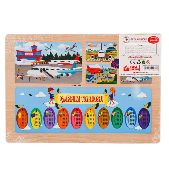 ONY-233-234-235-236 Ahşap Eğitici Puzzle Havaalanı -Onyıl Oyuncak - 4