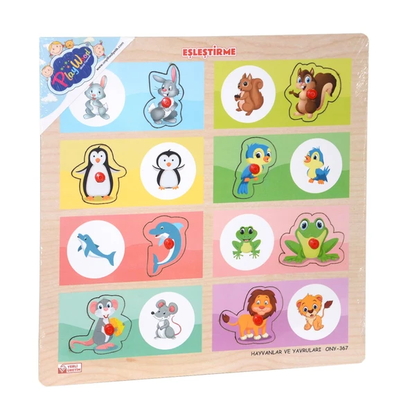 ONY-366-367 Ahşap Tutmalı Eşleştirme -Hayvanlar ve Yavruları - 2